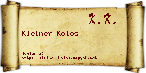 Kleiner Kolos névjegykártya